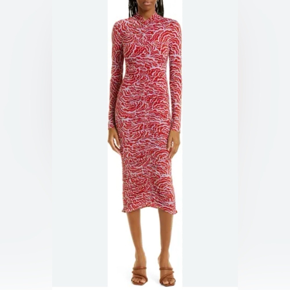 A.L.C. Ansel Ruched Long-Sleeve Body-Con Midi Dress - Picture 2 of 8